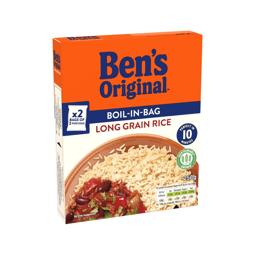 Uncle Bens Boil In Bag Long Grain Rice 250g