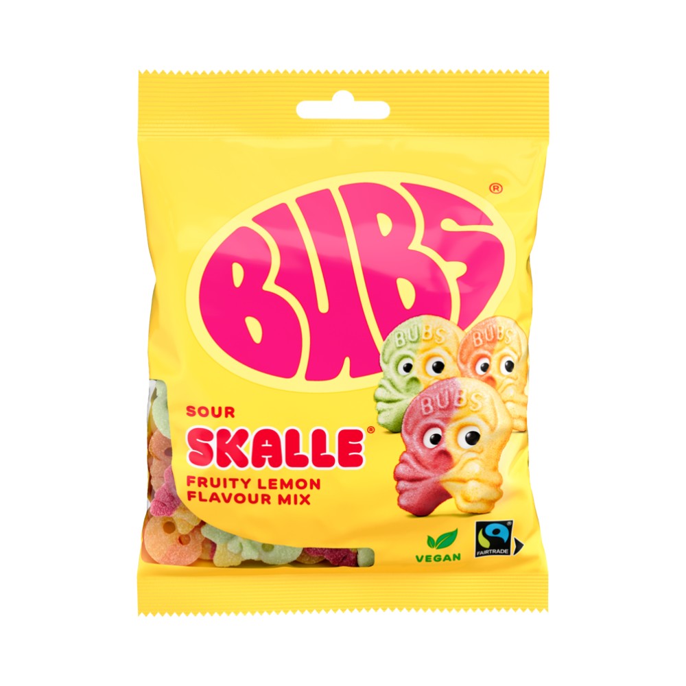 Bubs Sour Skalle Lemon Raspberry Peg Bag 5.5oz (156g)