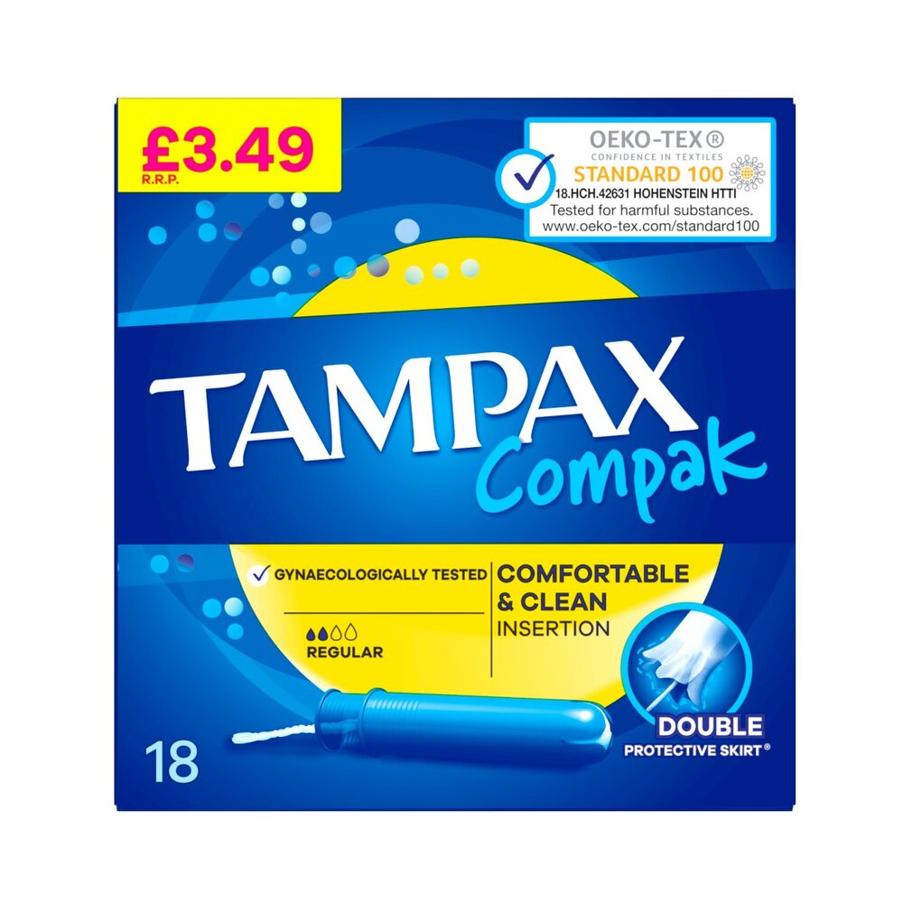 Tampax Compak Regular Tampons With Applicator 18's PMP £3.49