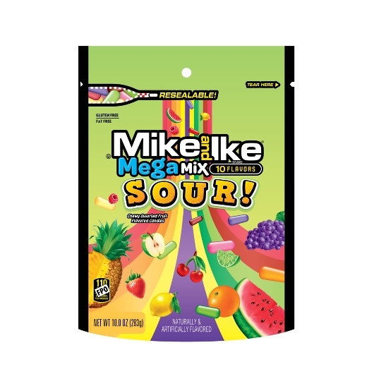 Mike & Ike Mega Mix Sour Stand Up Bag 10oz (283g)