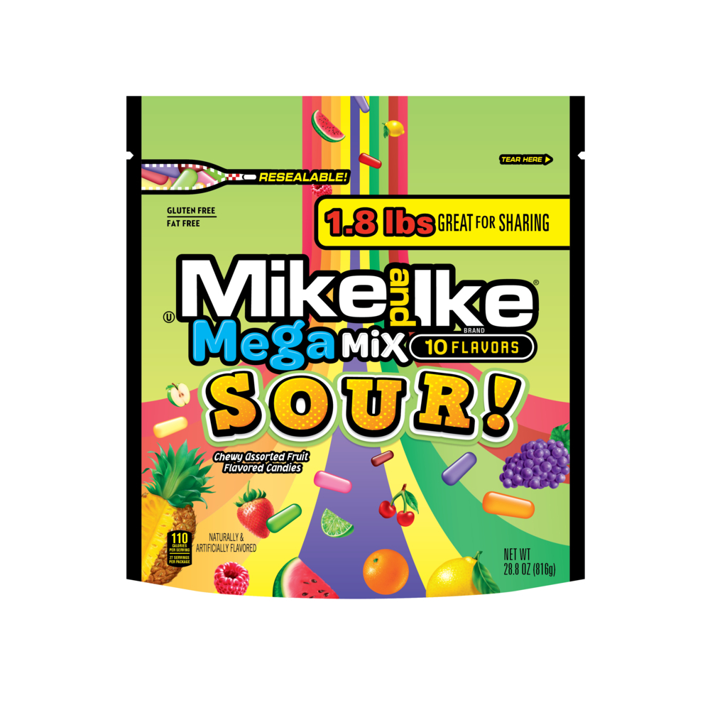 Mike & Ike Mega Mix Sour Stand Up Bag 28.8oz (816g)
