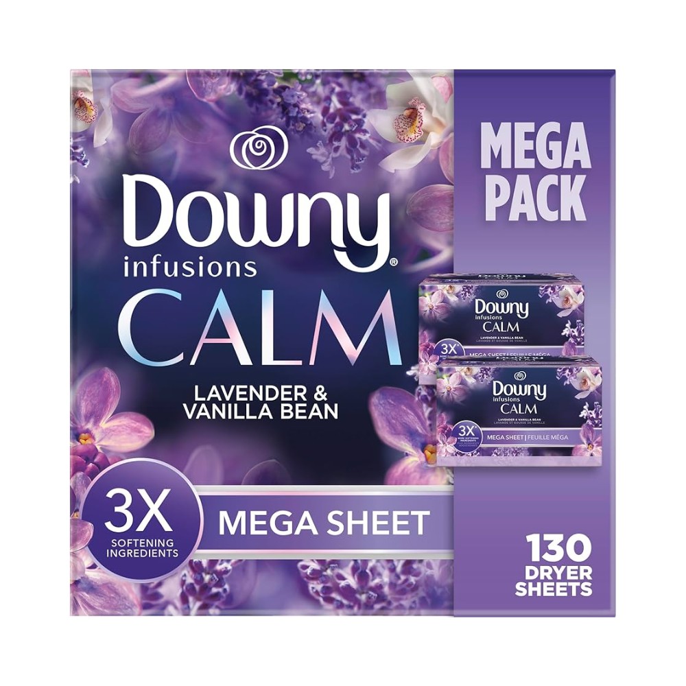 Downy Infusions Calm (Lavender & Vanilla Bean) Dryer Sheets 130's