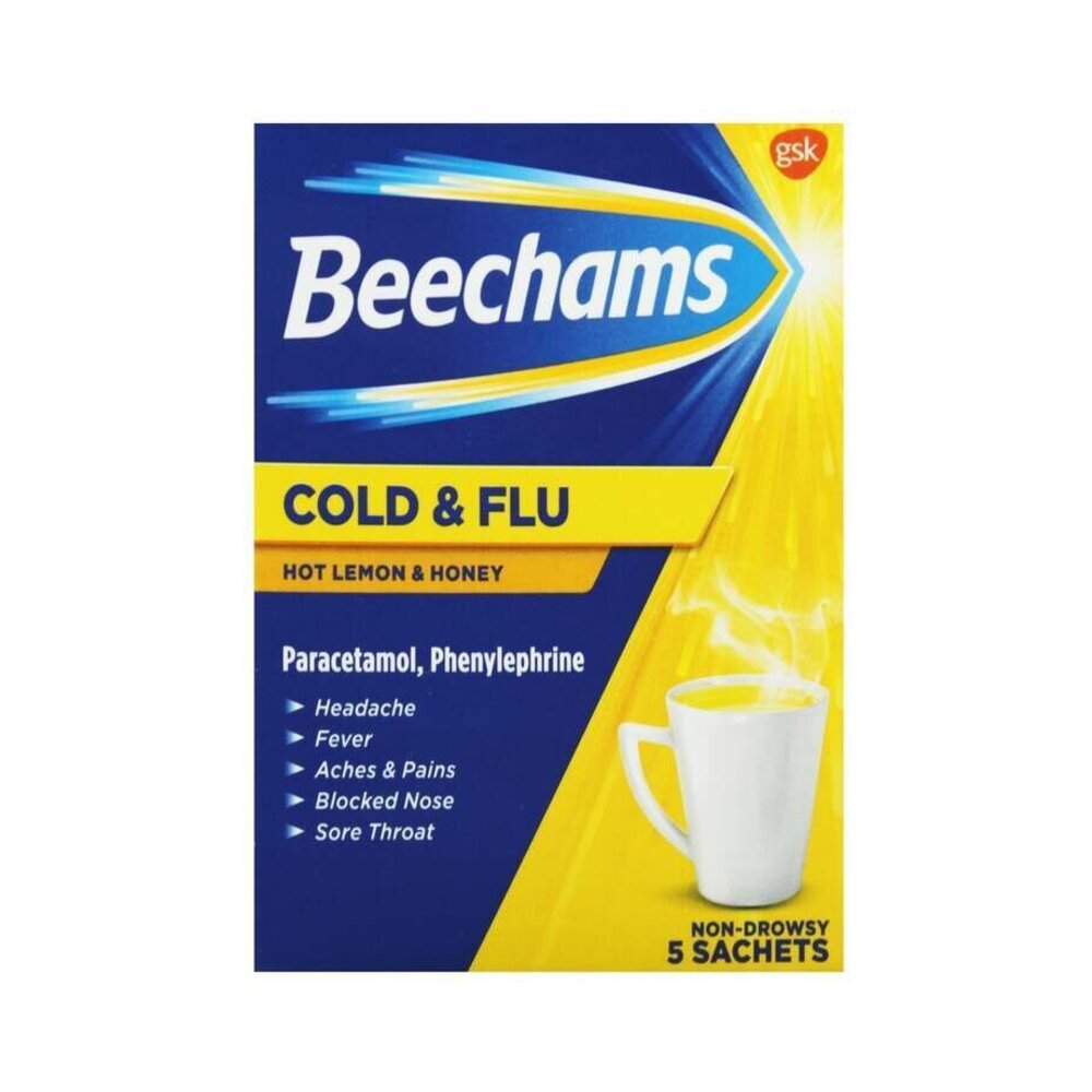 Beechams Cold & Flu Hot Honey & Lemon 5's