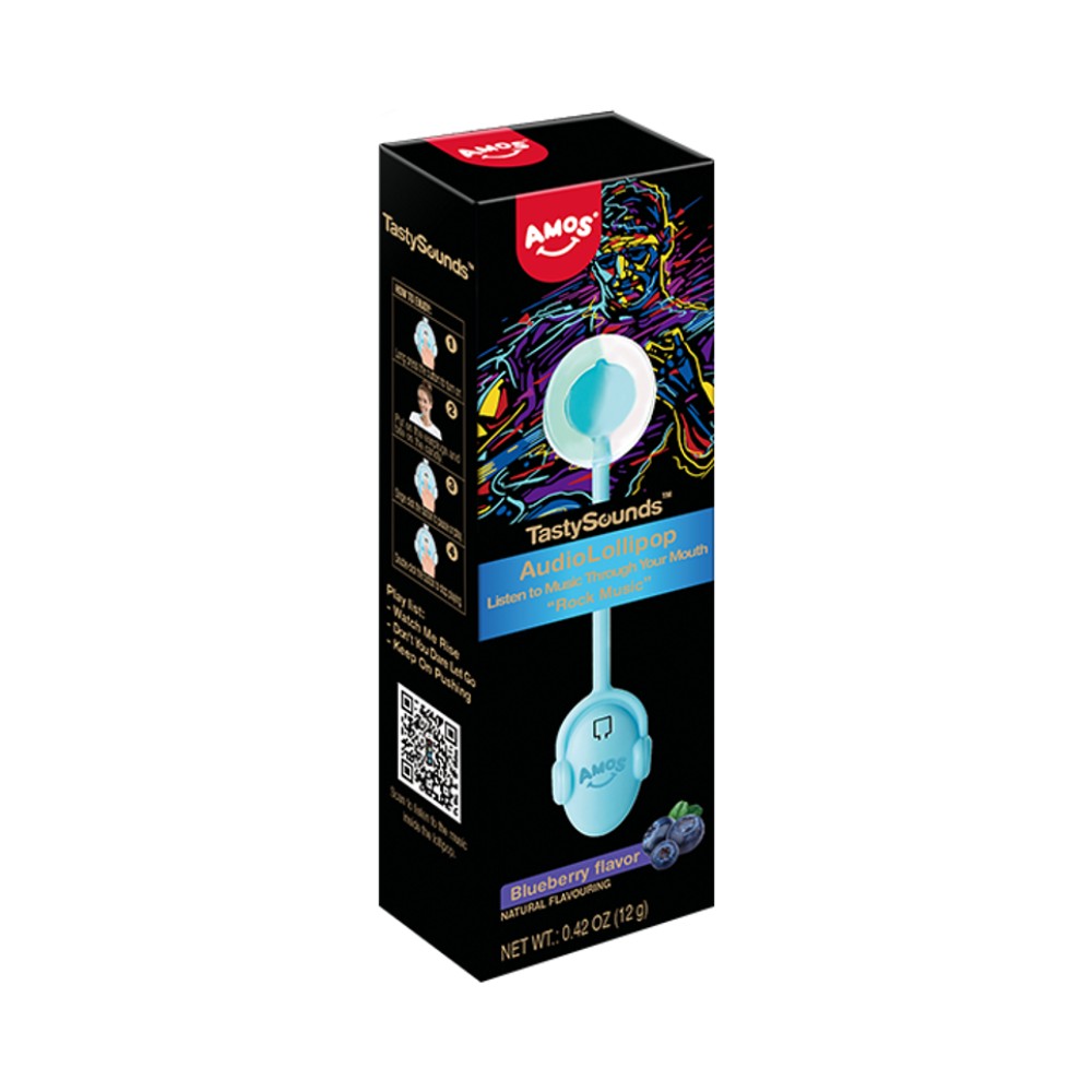 Amos Tastysounds Electronic Dance Audio Lollipop Blueberry 0.42oz (12g)