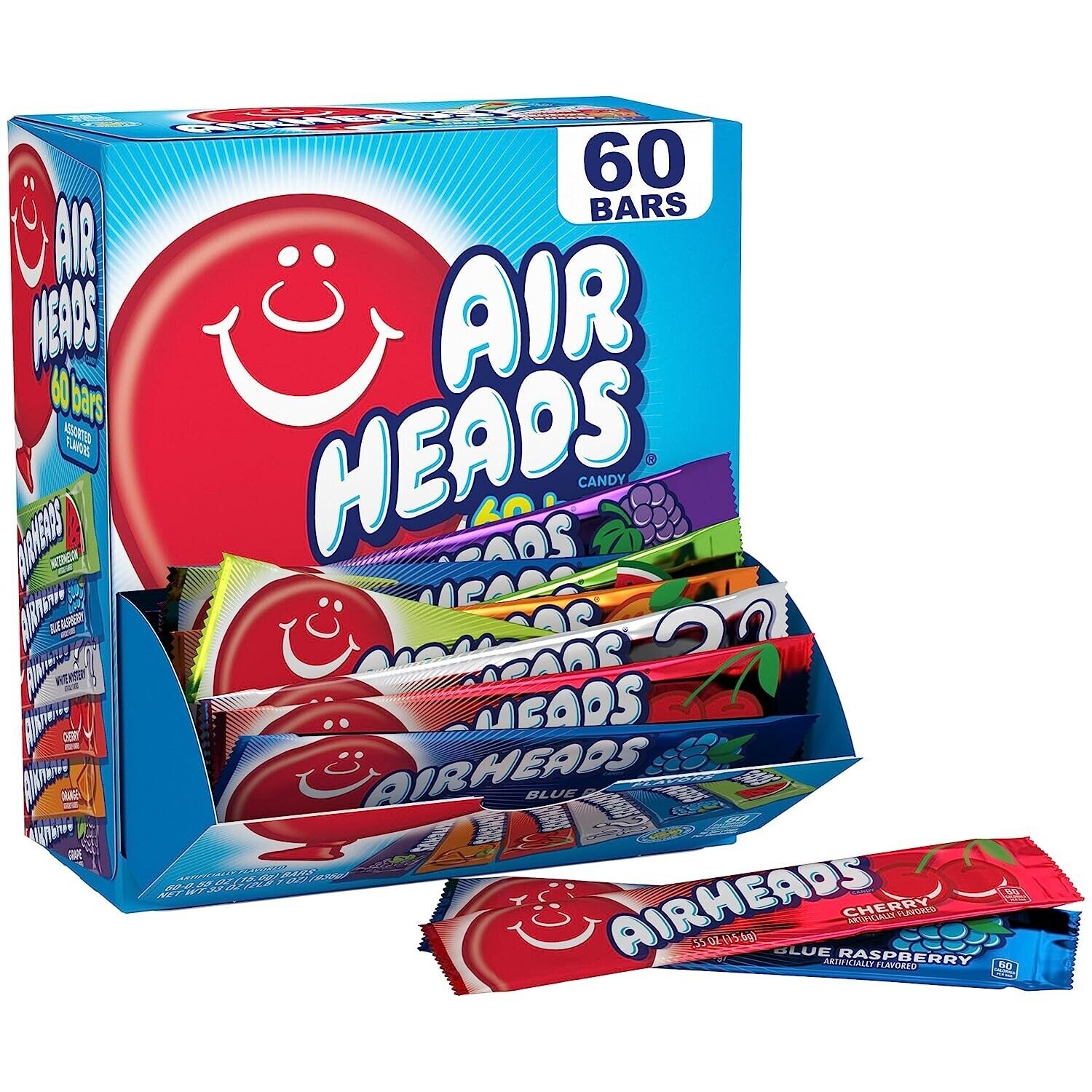 Airheads Display Feed Assorted Flavours .55oz (15.6g) 60 units