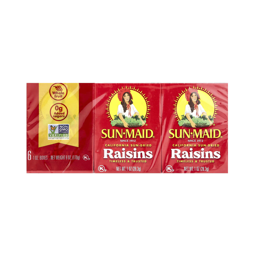 Sunmaid California Sun Dried Raisins Box 6 x 1oz (28.3g)