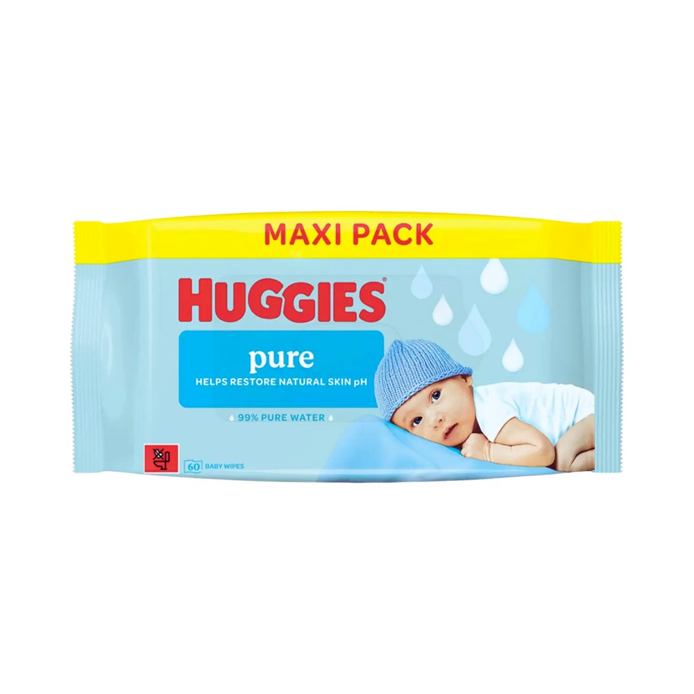 Huggies Pure Baby Wipes 60's