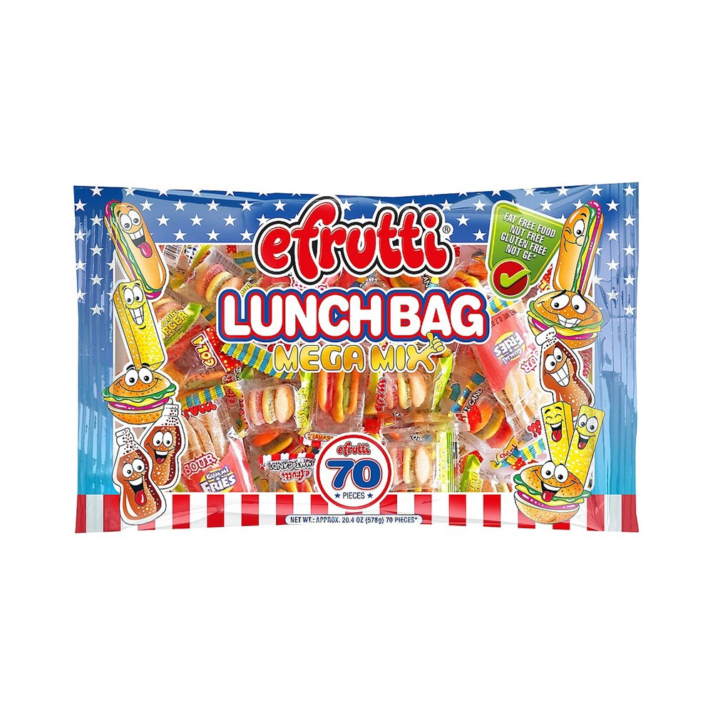 efrutti Gummi Lunch Bag Mega Mix 70ct bag 20.4oz (578g)