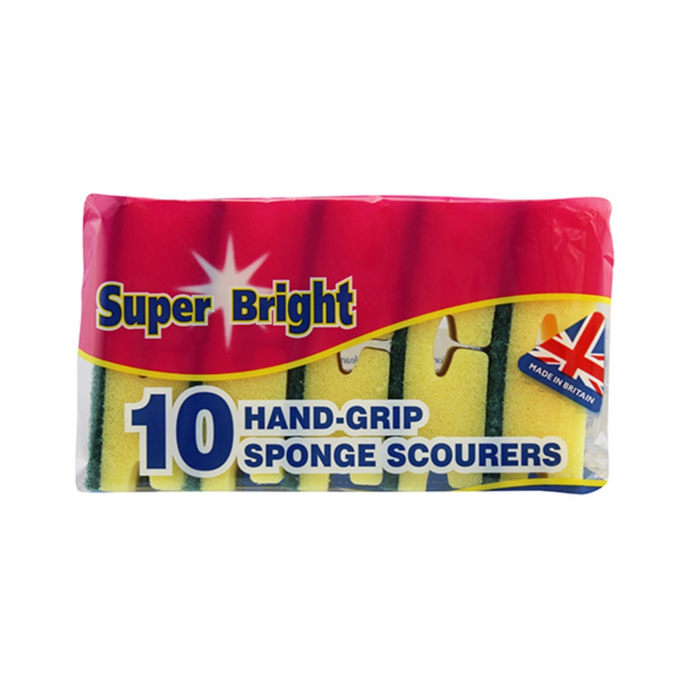 Super Bright Sponge Scourers Hand Grip 10s