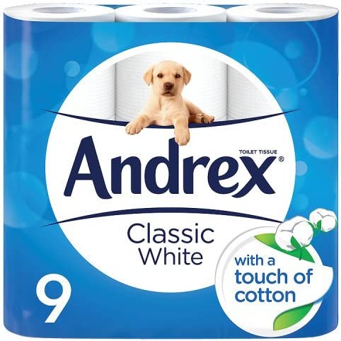 Andrex White Toilet Paper Classic Clean 9 Rolls