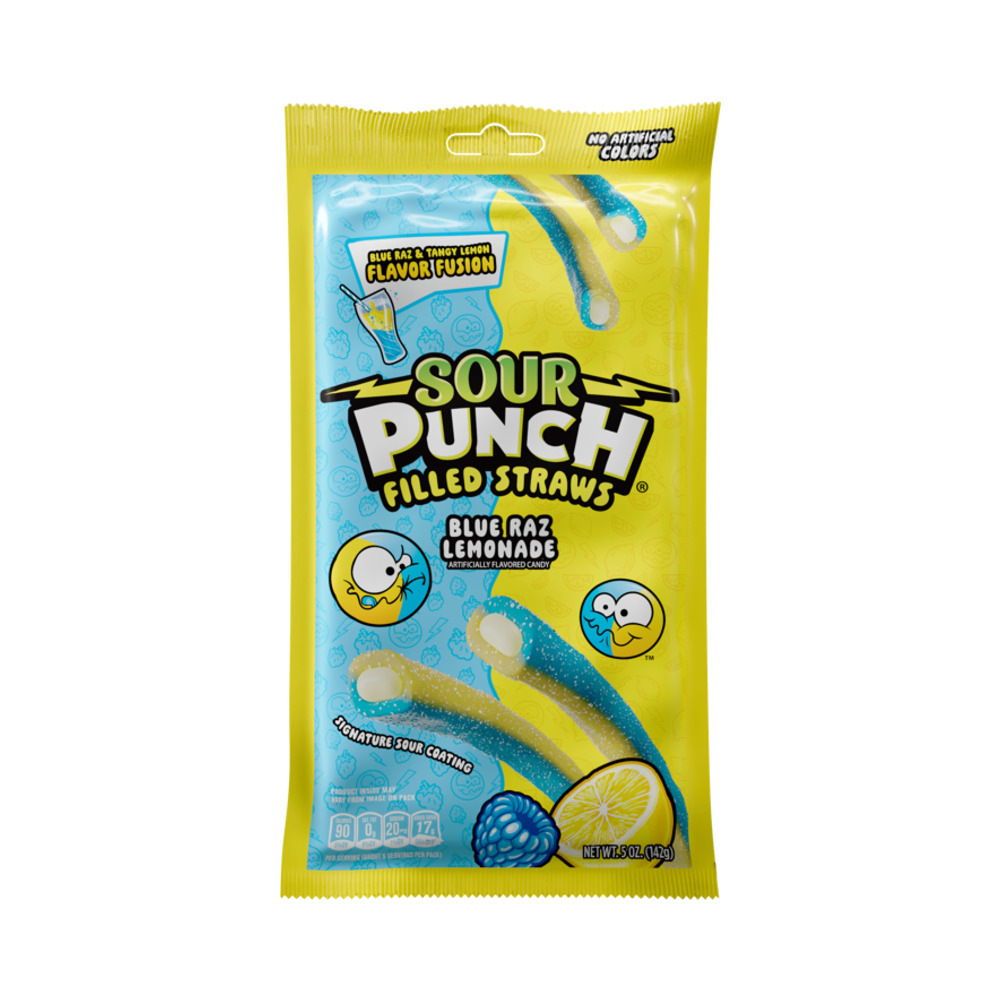 Sour Punch Ropes Blue Raspberry Filled Straws Peg bag 5oz (142g)