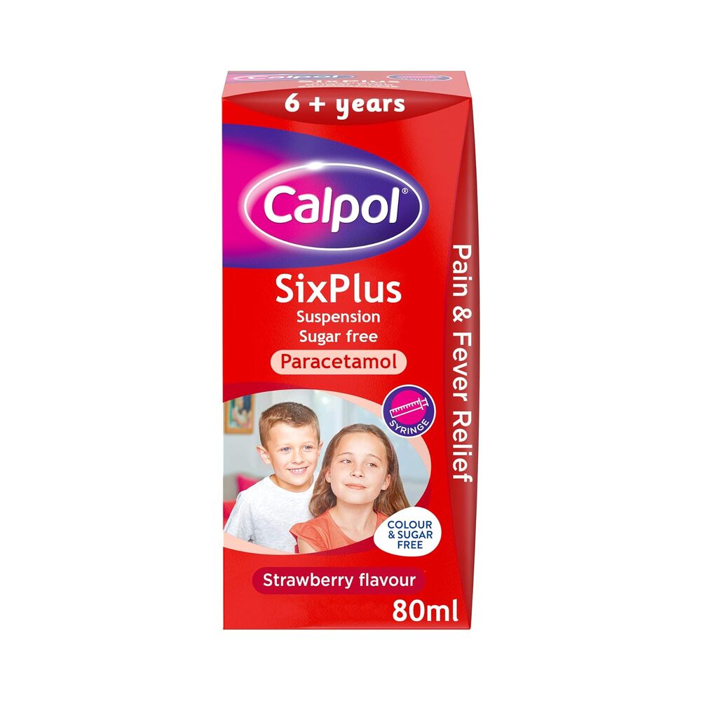 Calpol Six Plus Strawberry Flavour Sugar Free 80ml