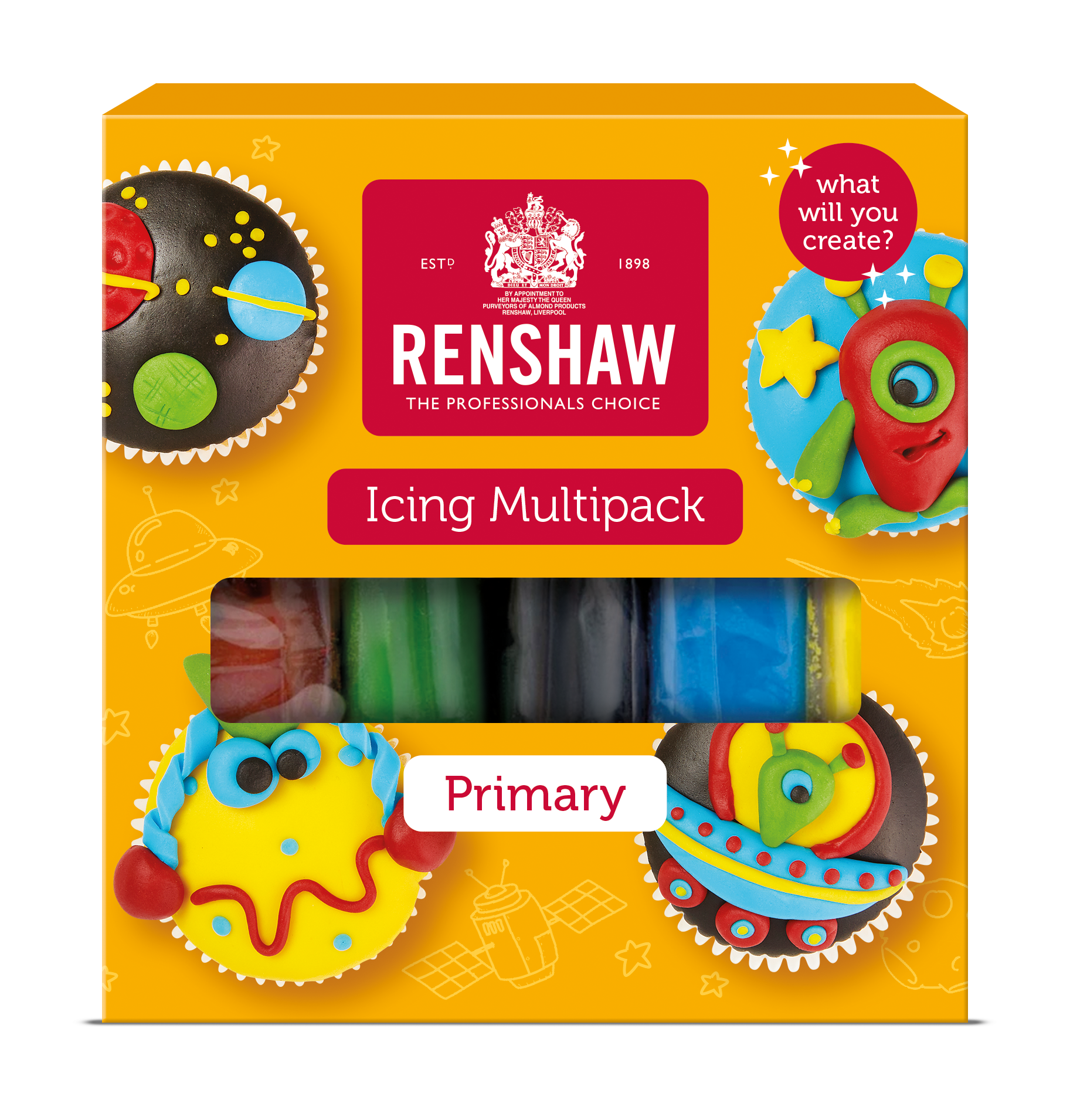 Renshaw Primary Colours Multi Pack Icing 100g x 5