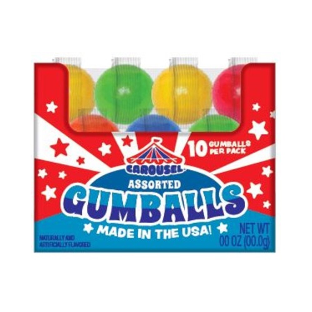 Carousel Gumball Tube Assorted 10's